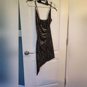 Black and gold art deco dress